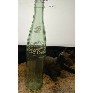Vintage Return Coca Cola Coke 16 oz Green Glass Empty Bottle - Salina Kansas KS